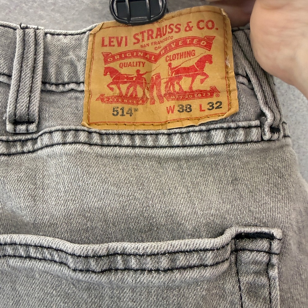 Levis 514‎ Straight Fit Grey Denim Jeans Mens W38 L32 Classic Casual Pants - Picture 6 of 6